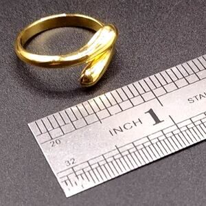 18k Gold Plated Adjustable Ring Teardrop Minimalist Women's Vtg. Birthday Gift